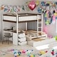 preview thumbnail 1 of 16, Full-Over-Full Bunk Bed with Twin size Trundle, Storage and Desk,with 2 USB and 2 three-holes Plugs White+Walnut