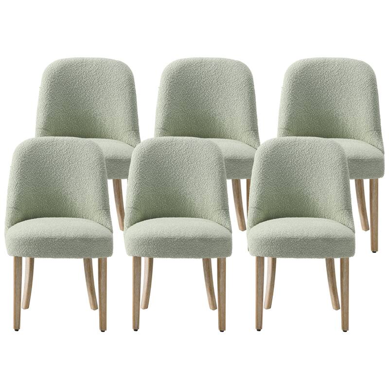 Farmhouse Water and Stain Resistant Boucle Upholstered Side Chair (Set of 6) - Desert Sage