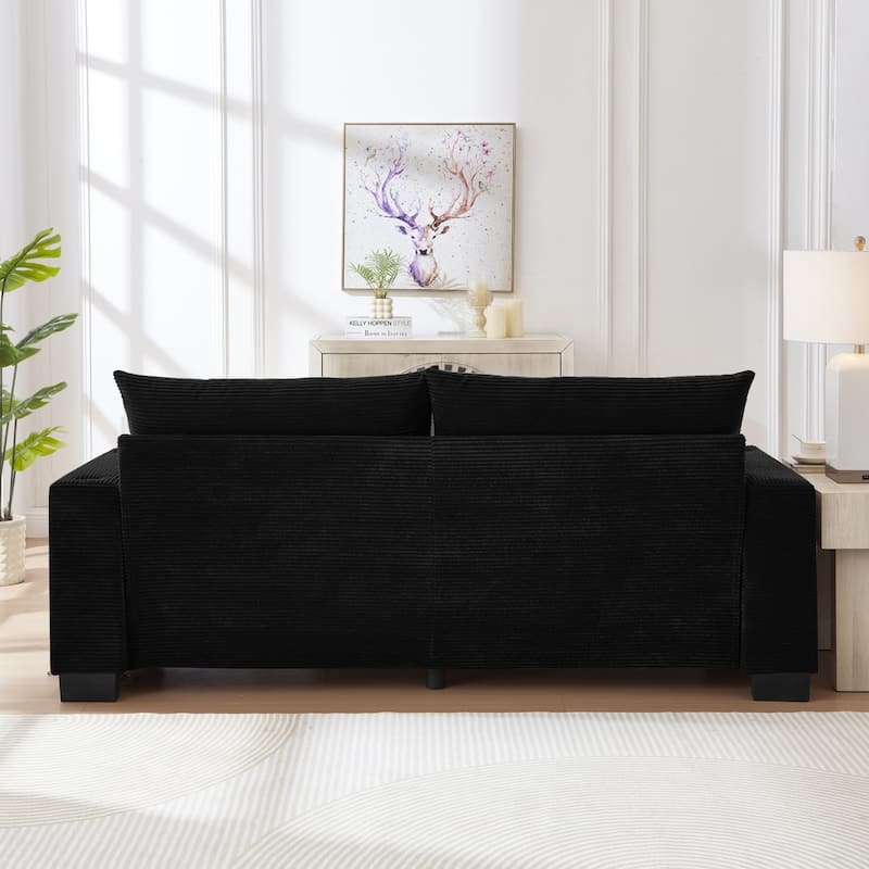78" Corduroy 3-Seater Sofa with USB Ports, Cup Holders and Side Pockets