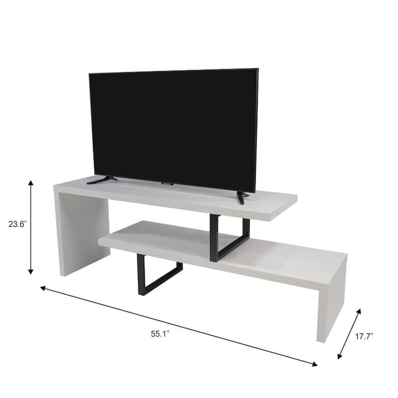 Orford Minimalist Modern MDF Wooden Shelves TV Console Entertainment Stand with Iron Legs Low Maintenance