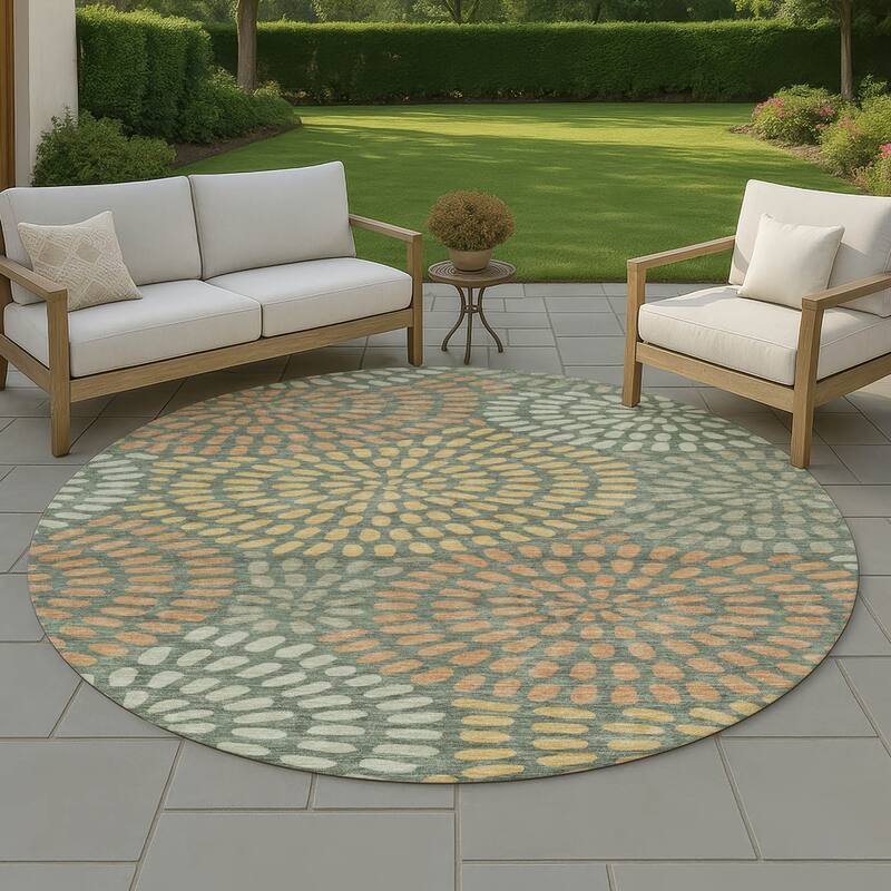Machine Washable Indoor/ Outdoor Casual Ric Chantille Rug - Basil - 8' x 8'