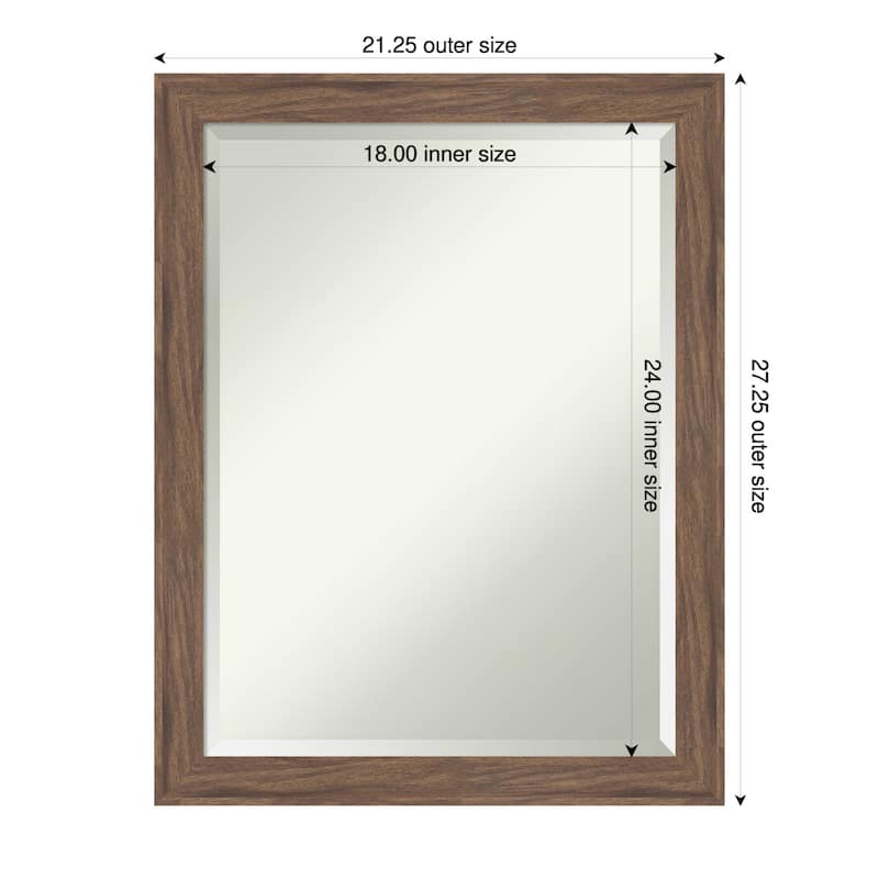 Pia Medium Brown Narrow Beveled Framed Wall Mirror - Pia Medium Brown Narrow - 21 x 27 in