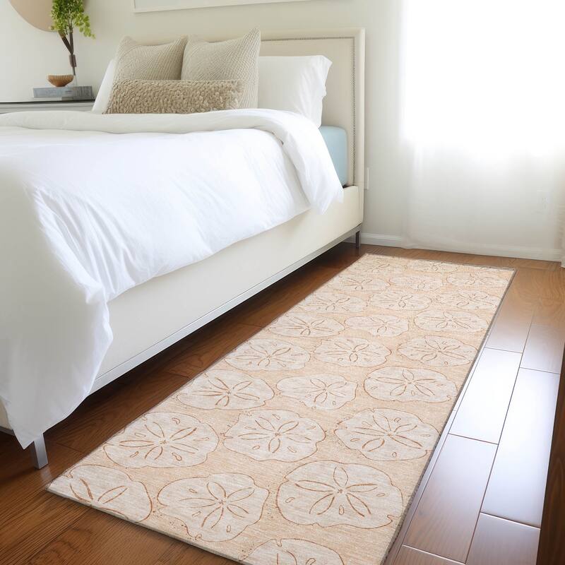 Premium Washable Super Soft Coastal Seashell Imprints Mayfield Rug - Nectarine - 2' 3" x 7' 6" - Runner