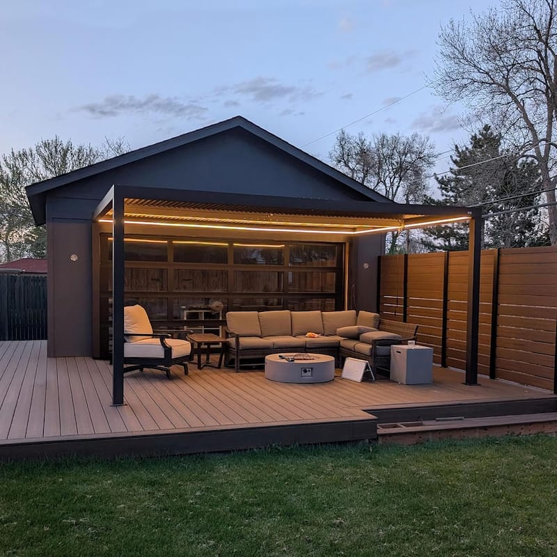 PURPLE LEAF Bronze Louvered Pergola with Adjustable Roof for Deck Backyard Garden Hardtop Gazebo