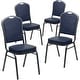 preview thumbnail 15 of 25, 4 Pack Crown Back Stacking Banquet Chair Navy Vinyl/Silver Vein Frame