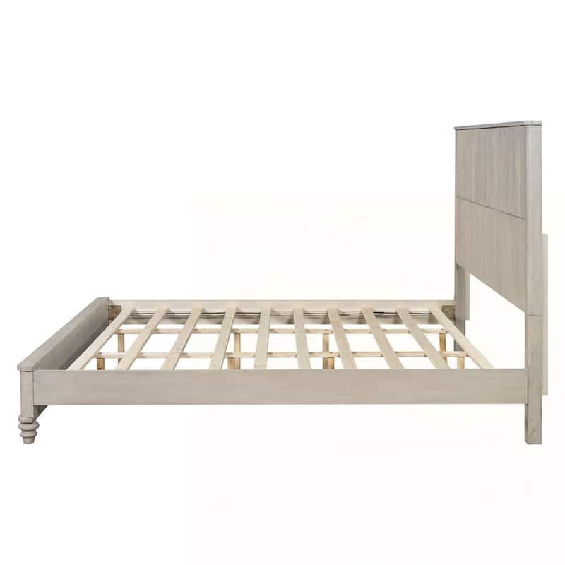 Solid Wood Bed Frame with Tall Headboard