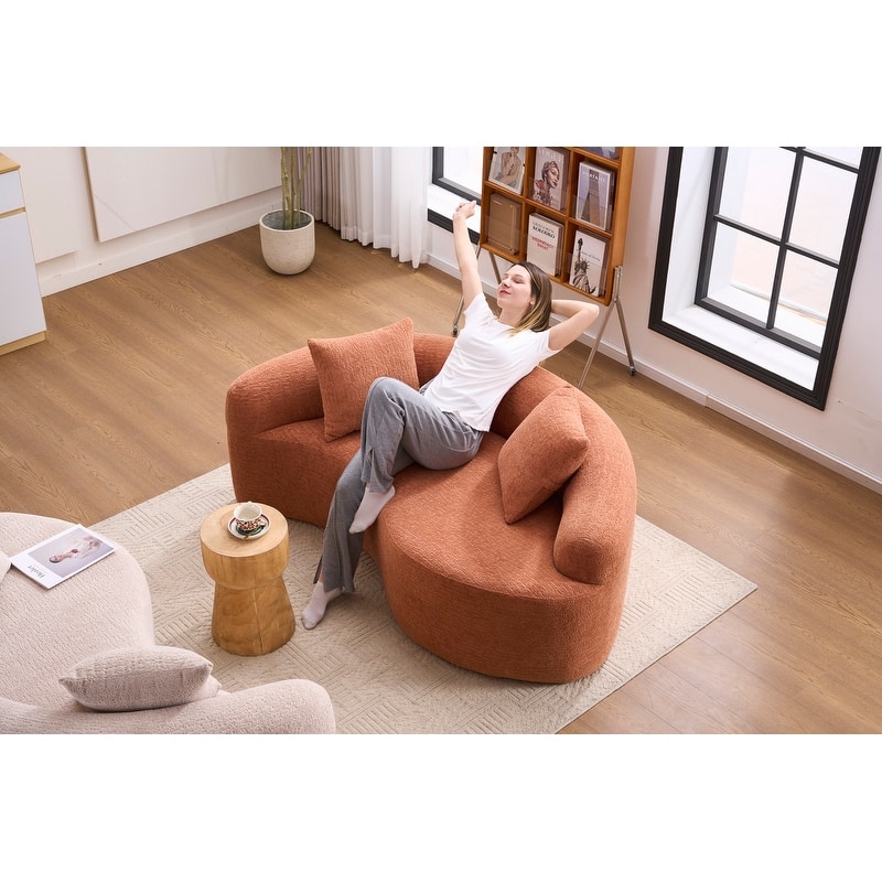 Single S-Curved Chenille Sofa Chair, No Assembly