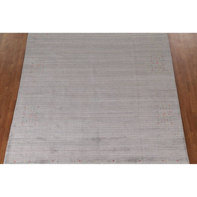 Tribal Beige Gabbeh Oriental Area Rug Handmade Wool Carpet - 8'1"x 9'9"