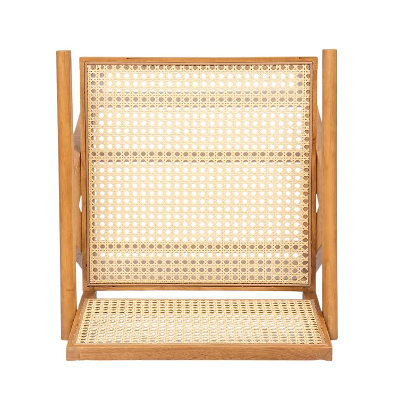 27",Set of 2 Modern Minimalist Bar Stool with Cane Seat, Solid Wood Frame