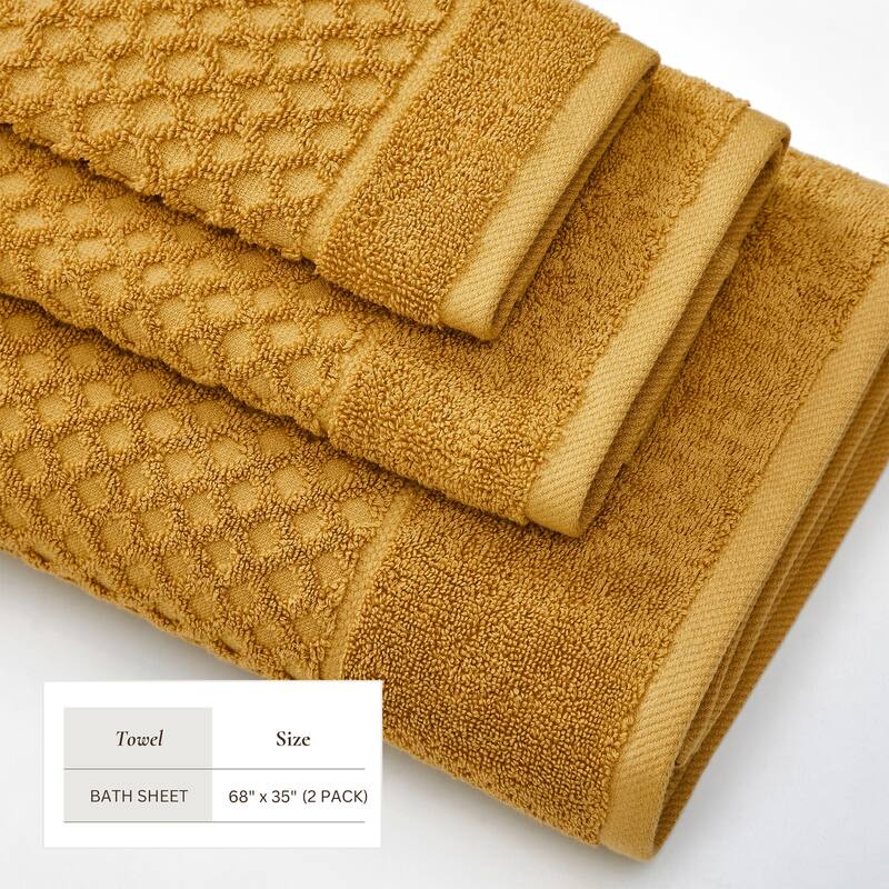 Linery & Co. Cotton Diamond Waffle Texture Bath Towels