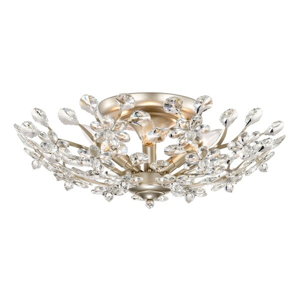 Isabel 5-light Crystal Glass Flowers Blooms Flush Mount - On