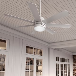 Hunter 52" Brazos Outdoor Ceiling Fan w/LED Light, Handheld Remote - Modern, Transitional, Windmill - Damp Rated - ENERGY STAR!