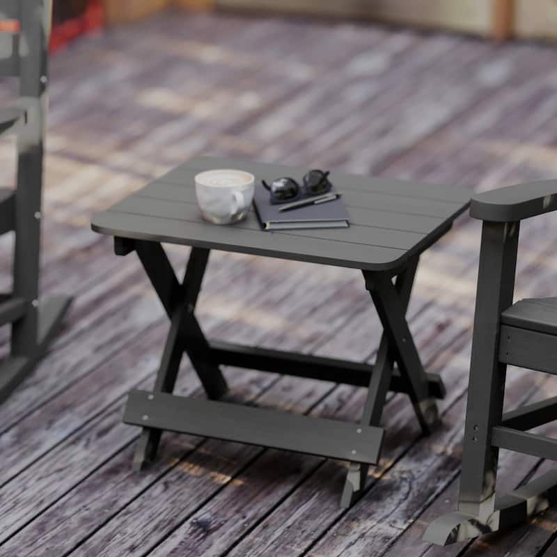 Commercial Grade All-Weather Portable Folding Adirondack Side Table - Gray
