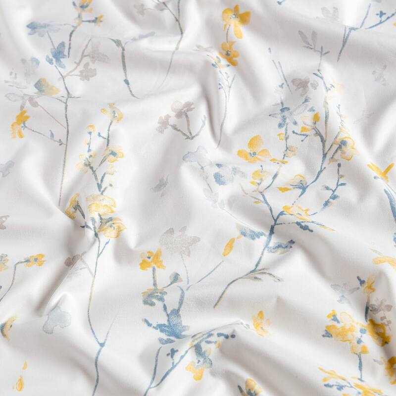 Chanasya Spring Yellow Floral Print Ultra Soft Microfiber Sheet Set