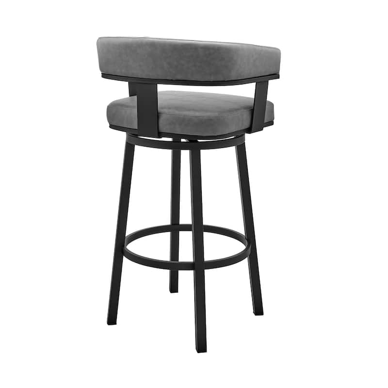 Jack 26 Inch Counter Height Bar Stool, Swivel Chair, Faux Leather, Gray