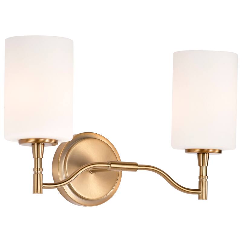 Liam 2 Light Vanity Burnished Brass White Opal Glass - Burnished Brass