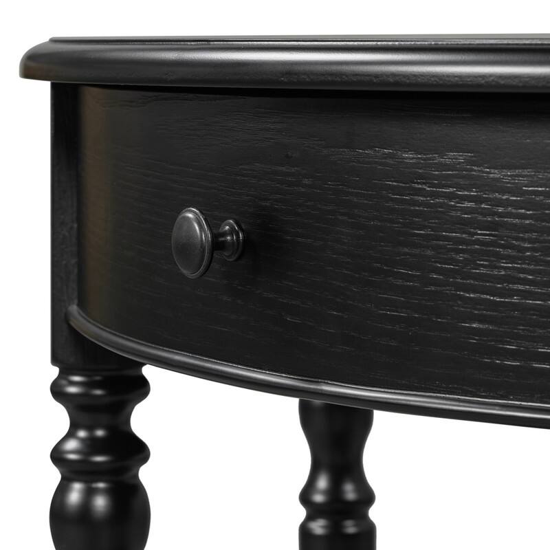 Farmhouse Half Moon Console Table with Drawer and Shelf for Entryway and Living Room Decor