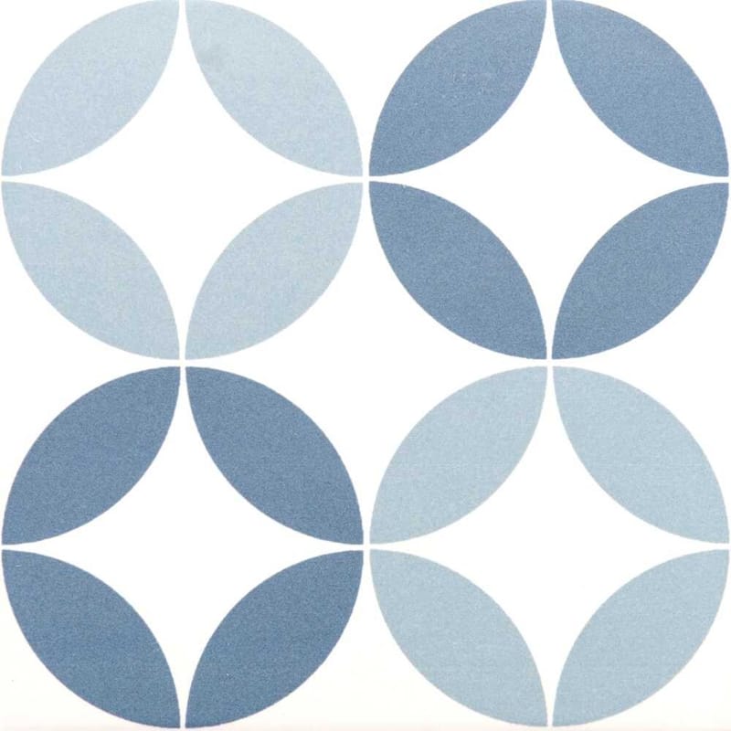 Twinkle 9x9 Matte Porcelain Encaustic Tile - Floor, Wall, Backsplash - Case of 20 (10.76 Sq. ft.) - Blue
