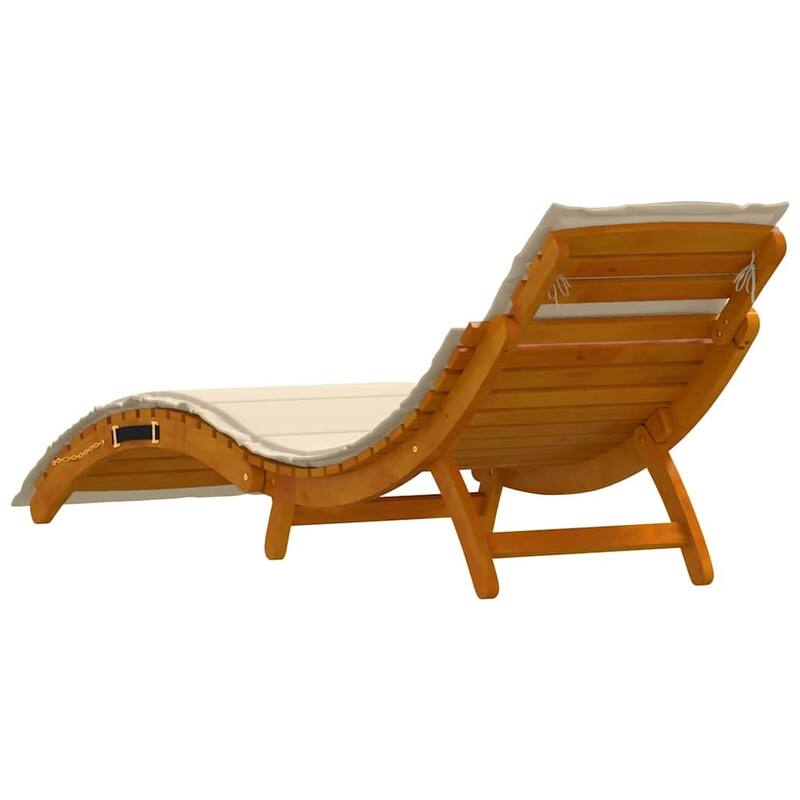 vidaXL Sun lounger 2 pcs Beige 184 x 55 x 64cm Solid Acacia wood - 72.4 x 21.7 x 25.2