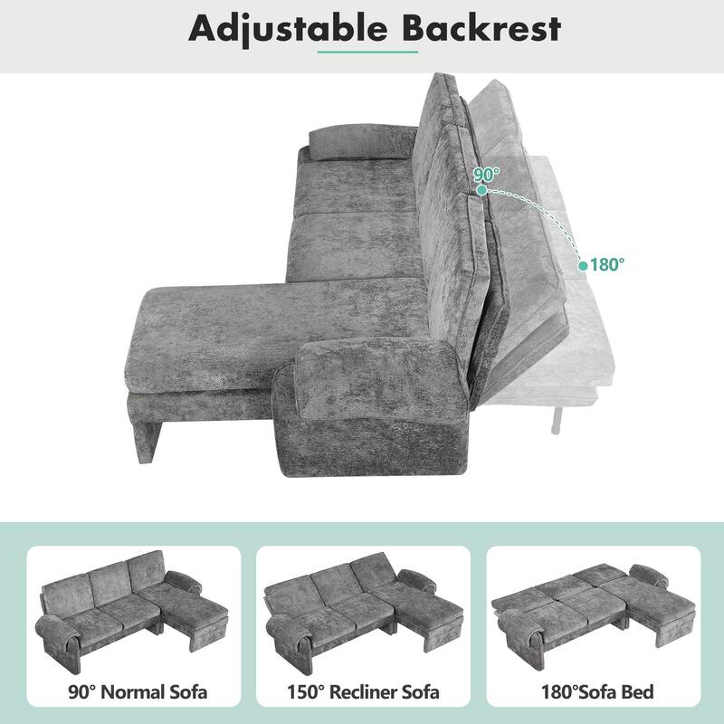 Convertible Recliner Futon Sofa with Adjustable Backrest