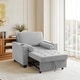 preview thumbnail 87 of 140, 3-in-1 Corduroy Sleeper Sofa Pull-Out Bed Convertible Adjustable Loveseat with USB Port Chair - Light Grey