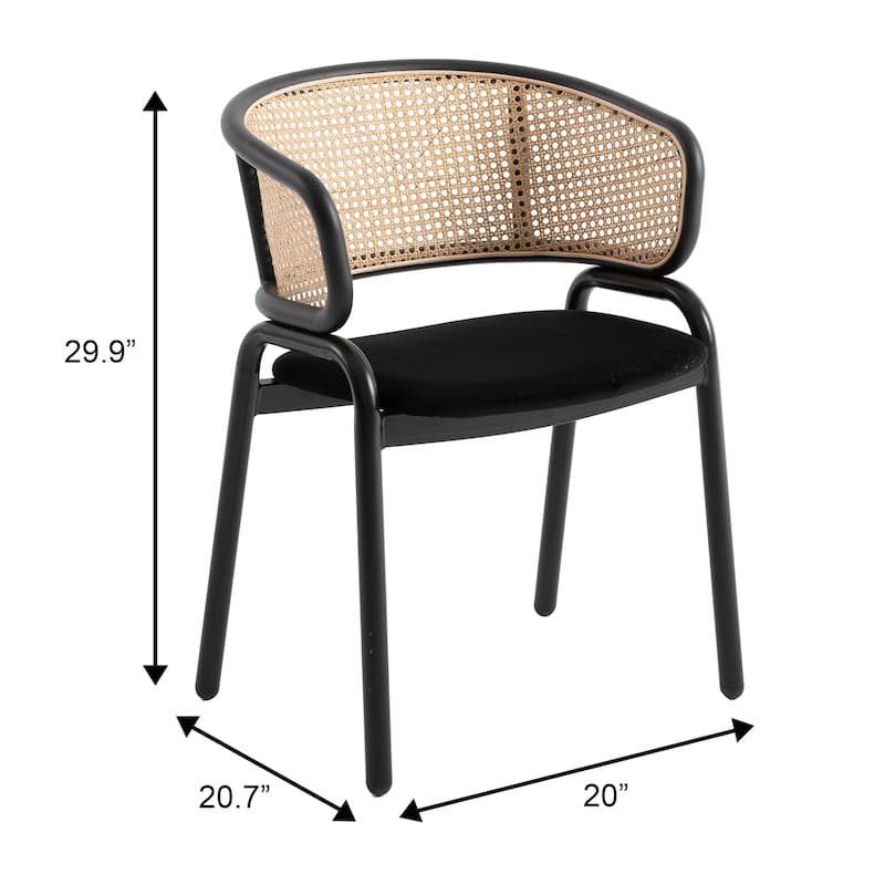 Ervilla Modern Mid-Century Velvet Upholstery Powder-Coated Steel Legs Dining Armchair with Plastic Floor Protectors