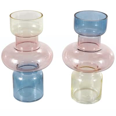 Glass Ombre Decorative Vase - Set of 2 Multi Colored - Roche River Decor