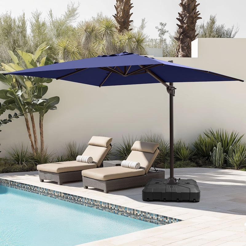 Pellebant 9 FT x 12 FT Outdoor Patio Cantilever-Offset Umbrella with Base