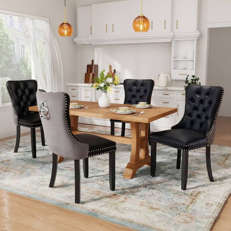 Tufted Naliheads Solid Wood Upholstered Dining Chairs (Set of 2)