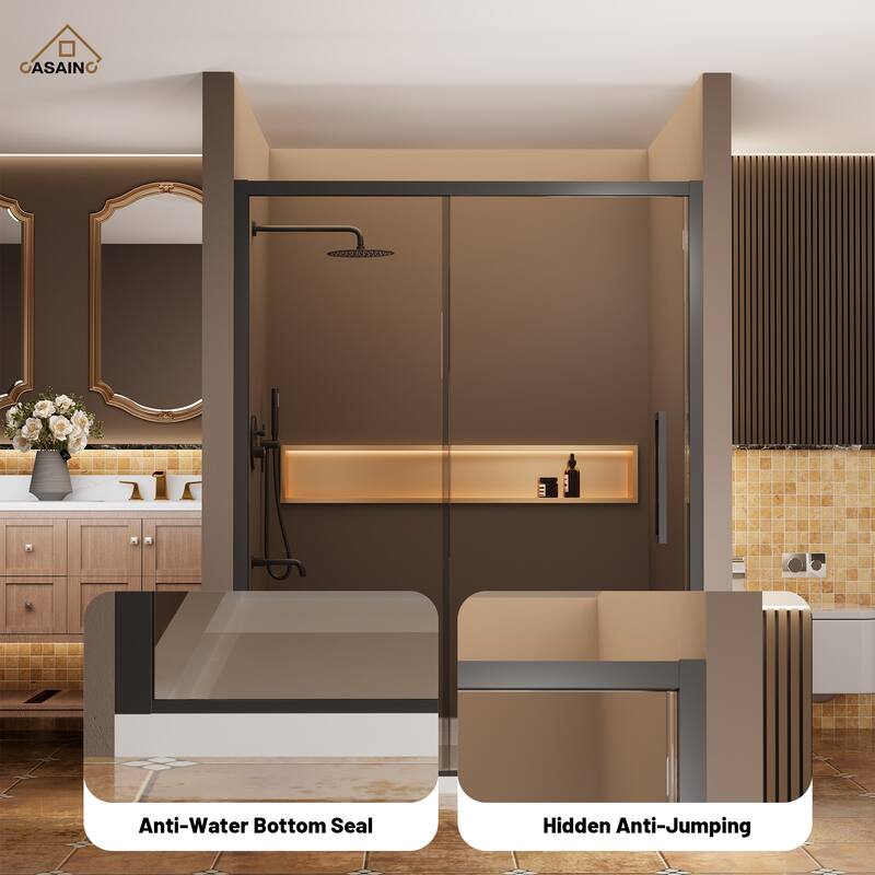 CASAINC 60 in. W x 76 in. H Sliding Framed Shower Door with SGCC Certification