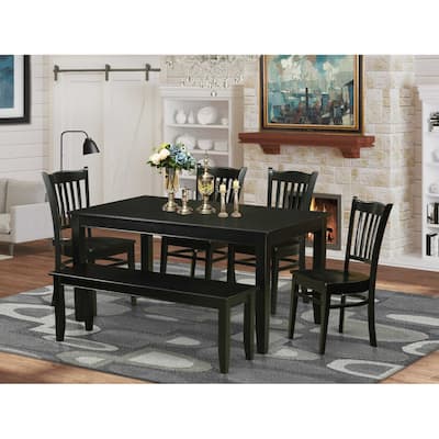 Modern Dining Set - 6 Piece Wood Table & Chair Set - Contemporary Kitchen Furniture