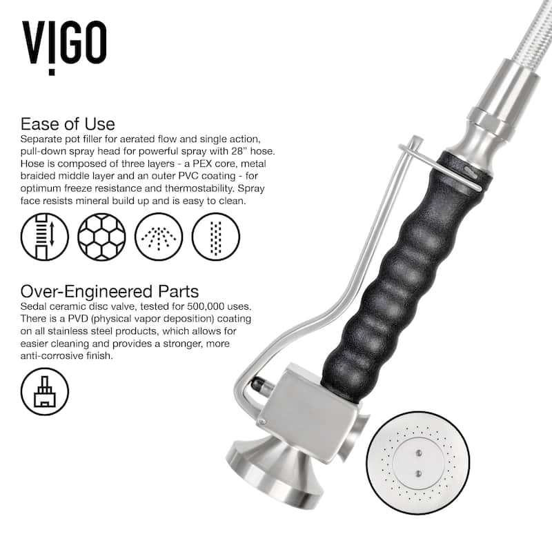 VIGO Zurich 27" H Single Handle Pull-Down Sprayer Kitchen Faucet