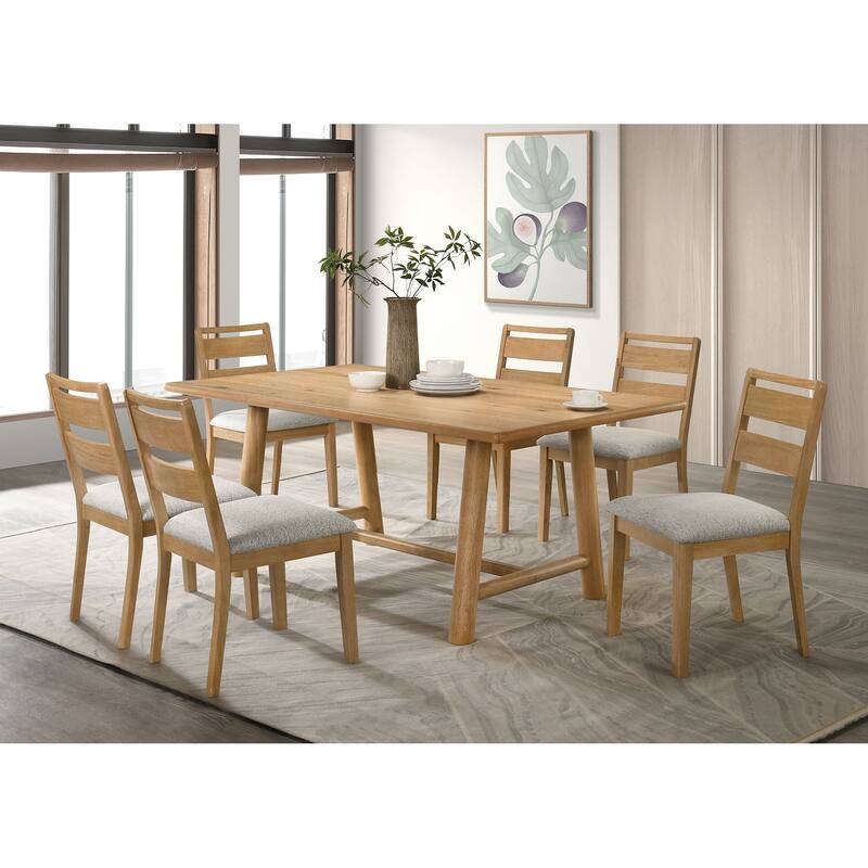 Duncan 7-piece Rectangular Wood Dining Table Set Washed Oak - Washed Oak