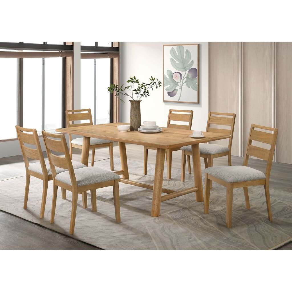 Duncan 7-piece Rectangular Wood Dining Table Set Washed Oak