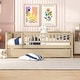 preview thumbnail 37 of 46, Wooden Daybed, Twin Sofa Bed with Trundle and Fence Guardrails for Kids Teens Adults, Wood Slat Support, No Box Spring Needed Natural - Twin