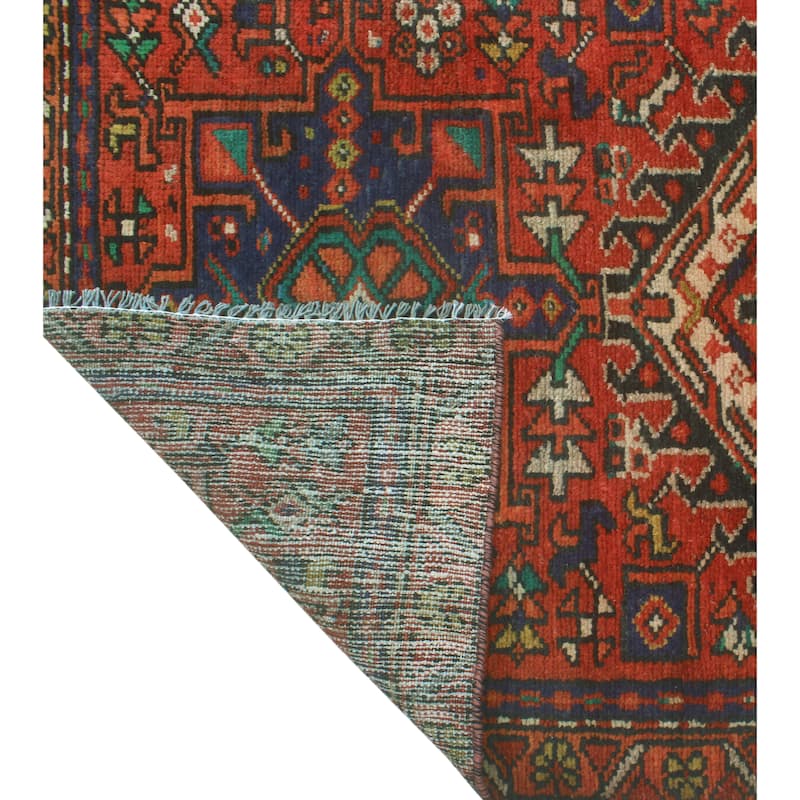 Fine Vintage Distressed Emad Red/Navy Runner - 2'10" x 9'10"