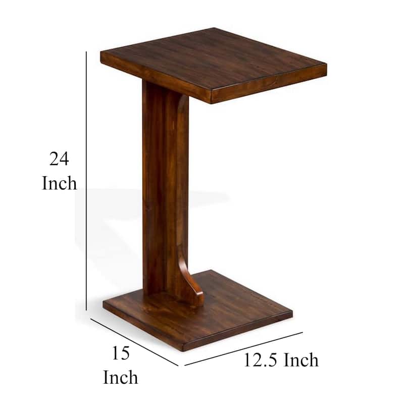 Reggie Sofa Side C Table, 15x12.5 Inch Mocha Brown Mahogany Wood