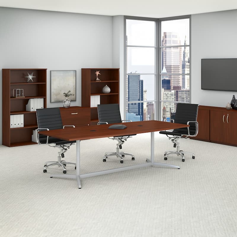96W x 42D Conference Table with Metal Base by Bush Business Furniture - Hansen Cherry