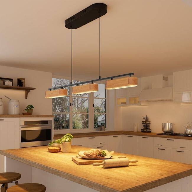 Lights Rustic Dimmable Pendant for Kitchen Island Over Dining Table - 37.6in Large Plate