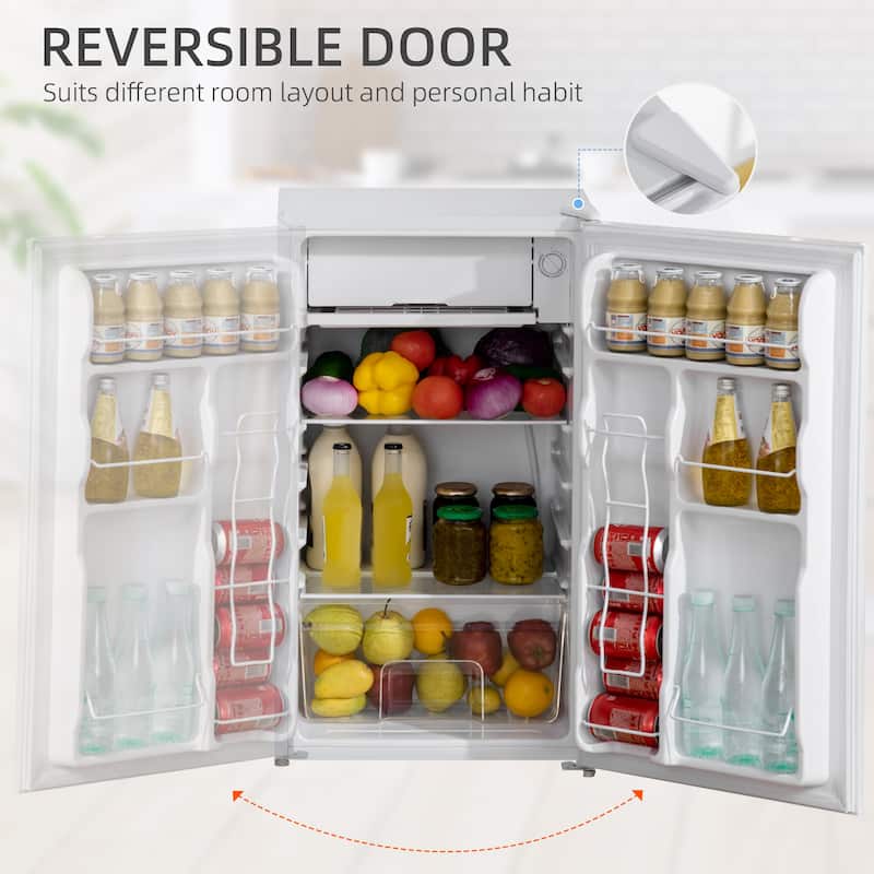 Energy Efficient Mini Fridge with Freezer and Adjustable Thermostat