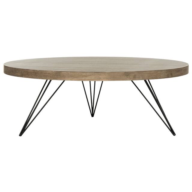 SAFAVIEH Mansel Light Grey / Black Coffee Table - 35.4" x 35.4" x 12.6"