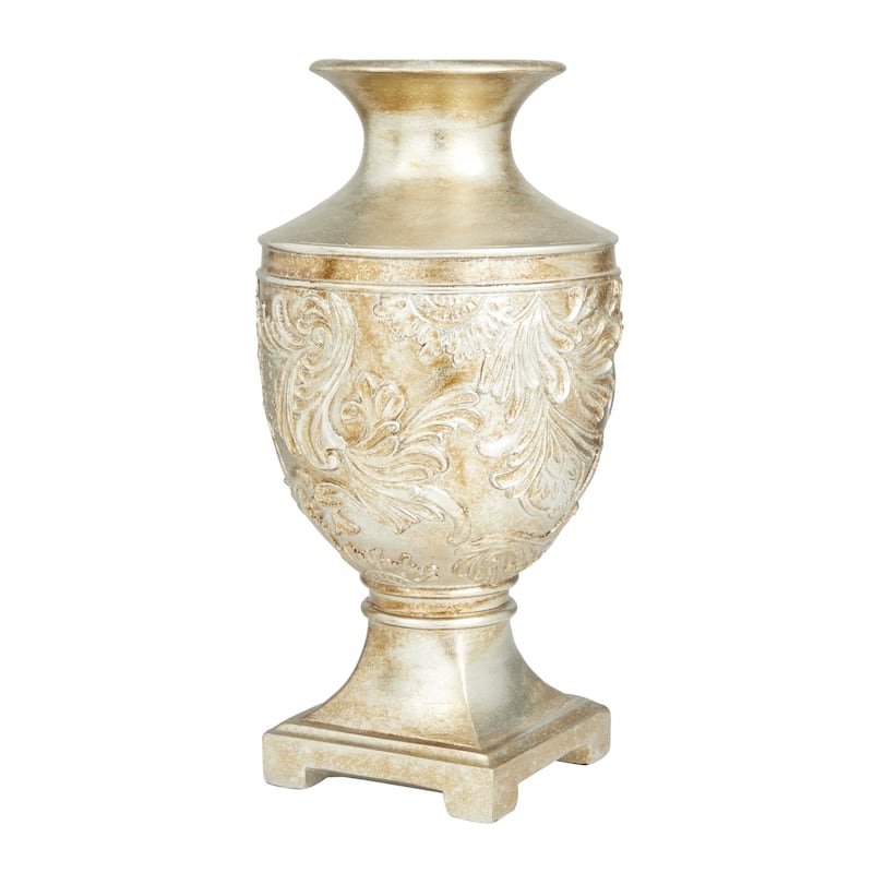 Polystone Carved Decorative Vase - Gold - Roche River Decor