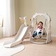 preview thumbnail 1 of 37, 3 in 1 Toddler Climber and Swing Set Climber Slide Playset Grey+White