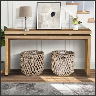 60'' Retro Console Table with Double Board Suspension Design