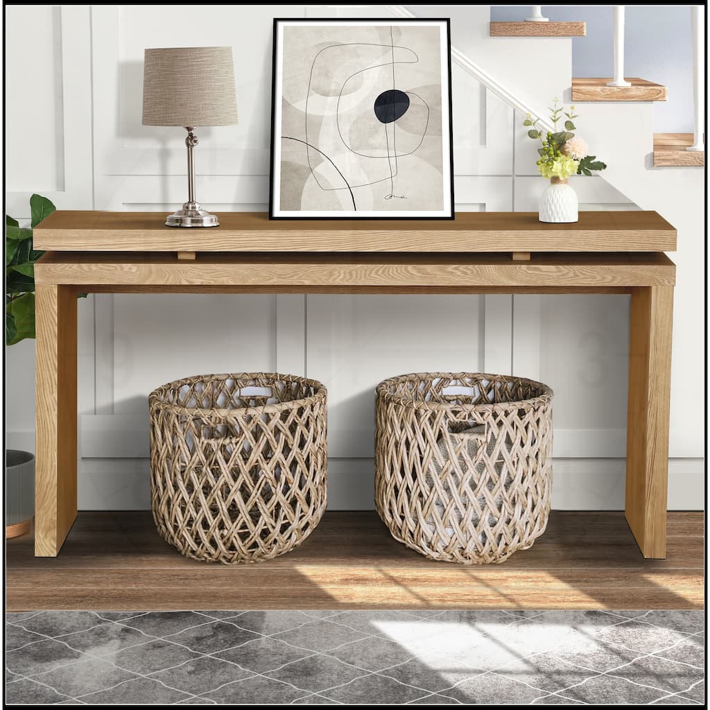 60'' Retro Console Table with Double Board Suspension Design