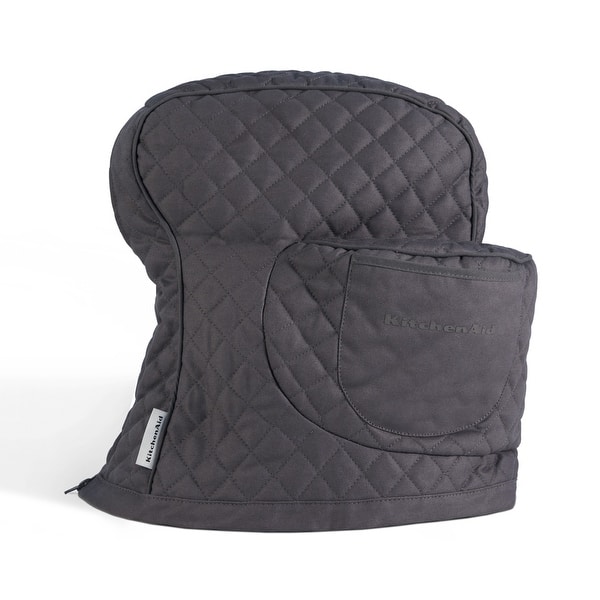 KITCHENAID Fitted Tilt-Head Solid Stand Mixer Cover with Storage Pocket, Quilted 100% Cotton - CHARCOAL GREY
