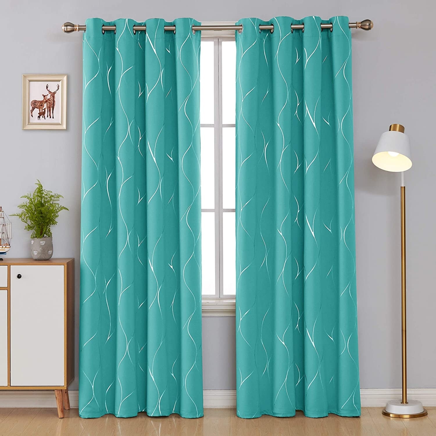Deconovo Silver Line 52 Width Curtain Panel Pair (2 Panel)