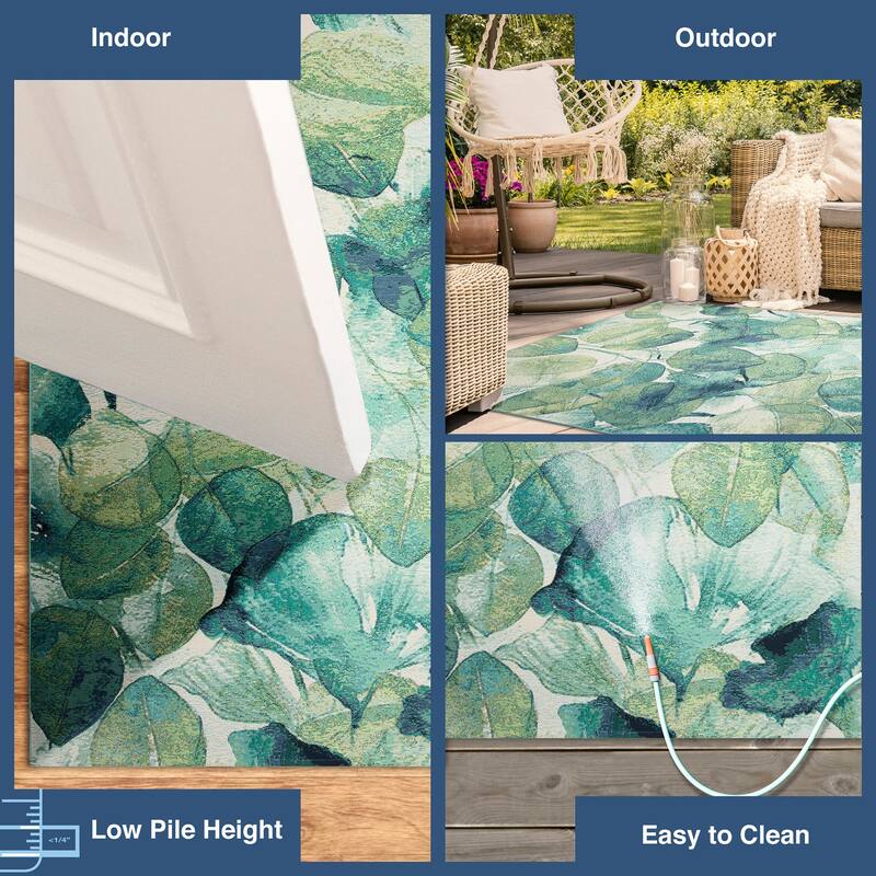 Liora Manne Marina Lotus Indoor/Outdoor Rug Green 3'3" x 4'11" - 3'3" x 4'11"