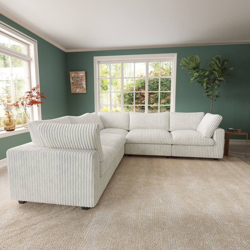 Cloud Corner Sofa Soft Plush Upholstered Modular Sectional Sofa Down Filled Living Room Couch
