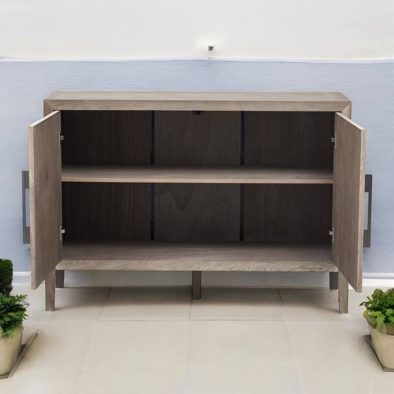 Storage Cabinet Sideboard with 2 Metal Handles, 2 Doors, and Adjustable Shelf for Living Room, Entryway, or Hallway